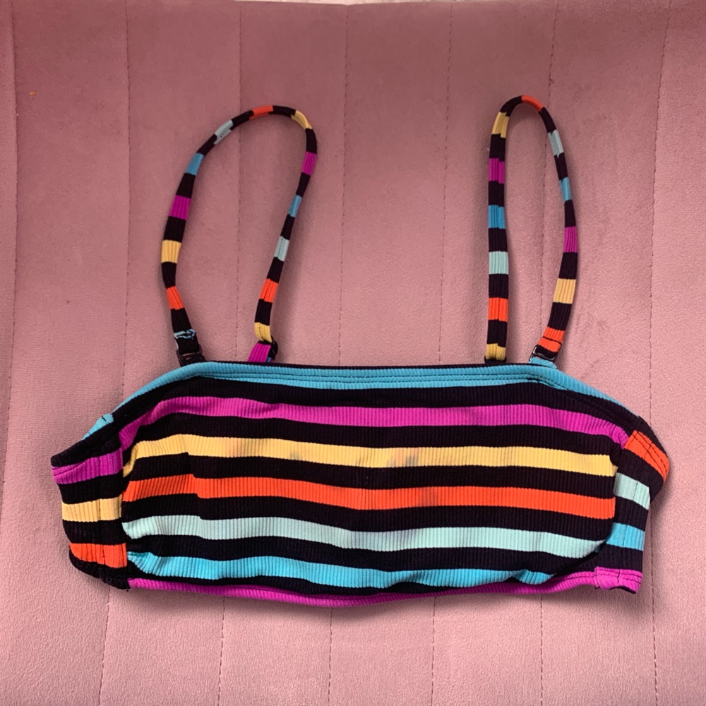 Colorful Stripe Bandeau Bikini Top